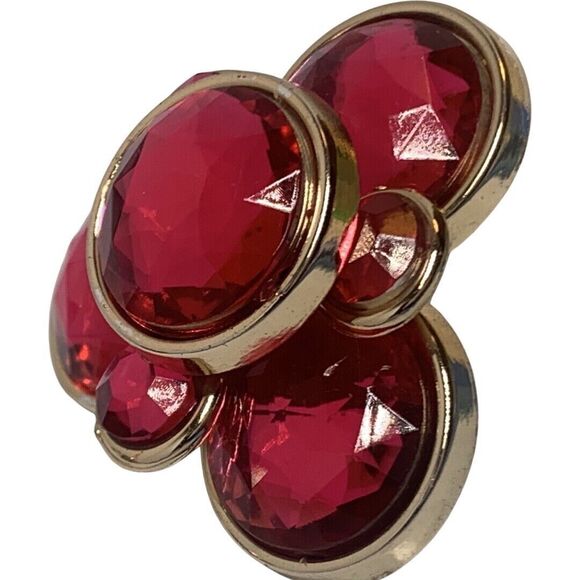 Hot Pink Large Statement Earrings 1.5" Rhinestone Clip On Pop Art Bold - Picture 5 of 14